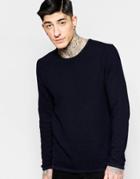 Minimum Sweater With Textured Knit In Navy - Dark Navy