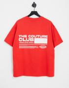 The Couture Club Oversized T-shirt In Red With Placement Print