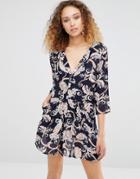 Daisy Street Dress In Floral Print - Pink