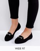 New Look Wide Fit Buckle Detail Loafer - Black