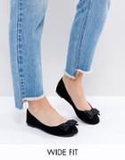 New Look Wide Fit Bow Front Ballet Pump - Black