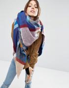 Asos Oversized Square Scarf In 70s Woven Check - Multi
