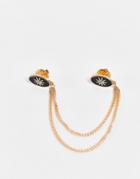 Asos Design Collar Tips With Black Enamel And Sun Design In Gold Tone