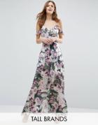 Vero Moda Tall Cold Shoulder Floral Print Maxi Dress - Multi