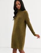 Y.a.s Brushed Rib Roll Neck Midi Sweater Dress