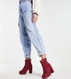 Simply Be Extra Wide Fit Keela High Ankle Boots In Burgundy-red