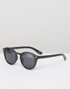 Asos Round Sunglasses With Polarized Lens In Black - Black