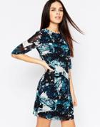 Sugarhill Boutique Amelia Dress In Icey Print - Teal
