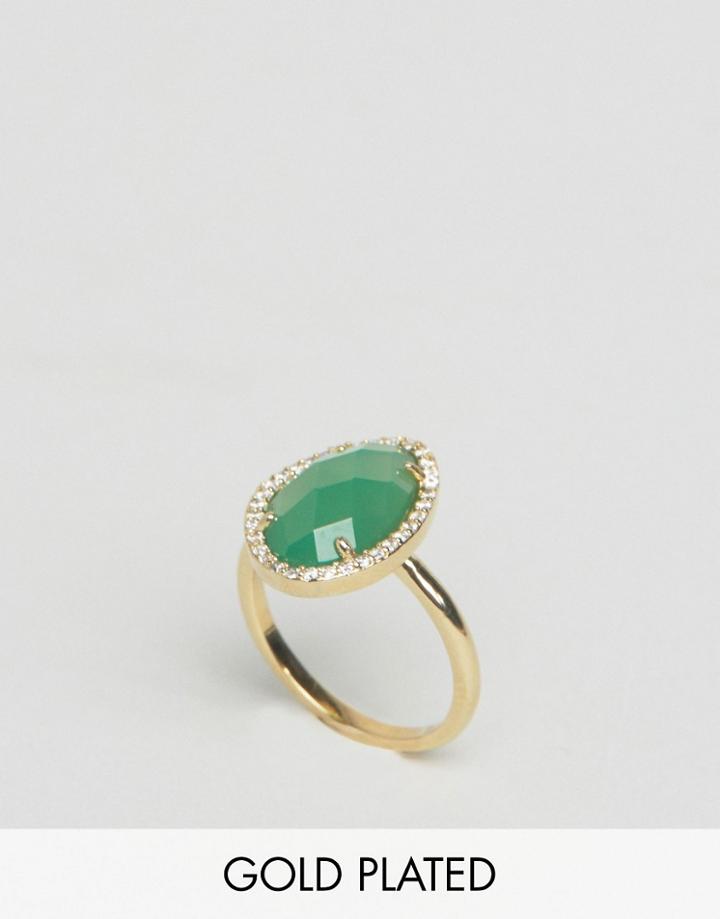 Orelia Gold Plated Semi Precious Stone Ring - Gold