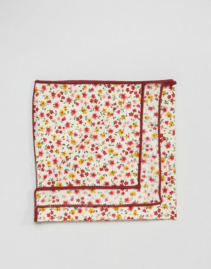 7x Pocket Square Ditsy Floral In Box - Red