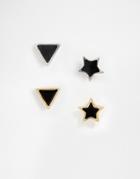 Asos Pack Of 2 Tiny Shapes Stud Earrings - Gold