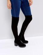 Miss Selfridge Over The Knee Platform Boot - Black