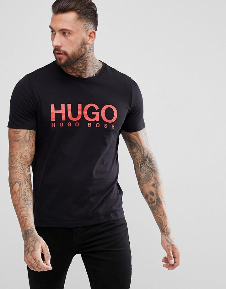 Hugo Large Logo T-shirt In Black - Black