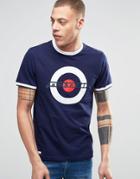 Lambretta Retro Ringer Oversized Target T-shirt - Navy