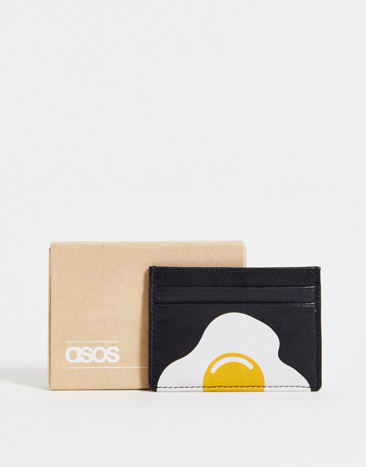 Asos Design Cardholder In Black With Egg Print