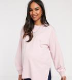 Asos Design Maternity Super Oversized Lightweight Sweat With Side Splits In Lilac