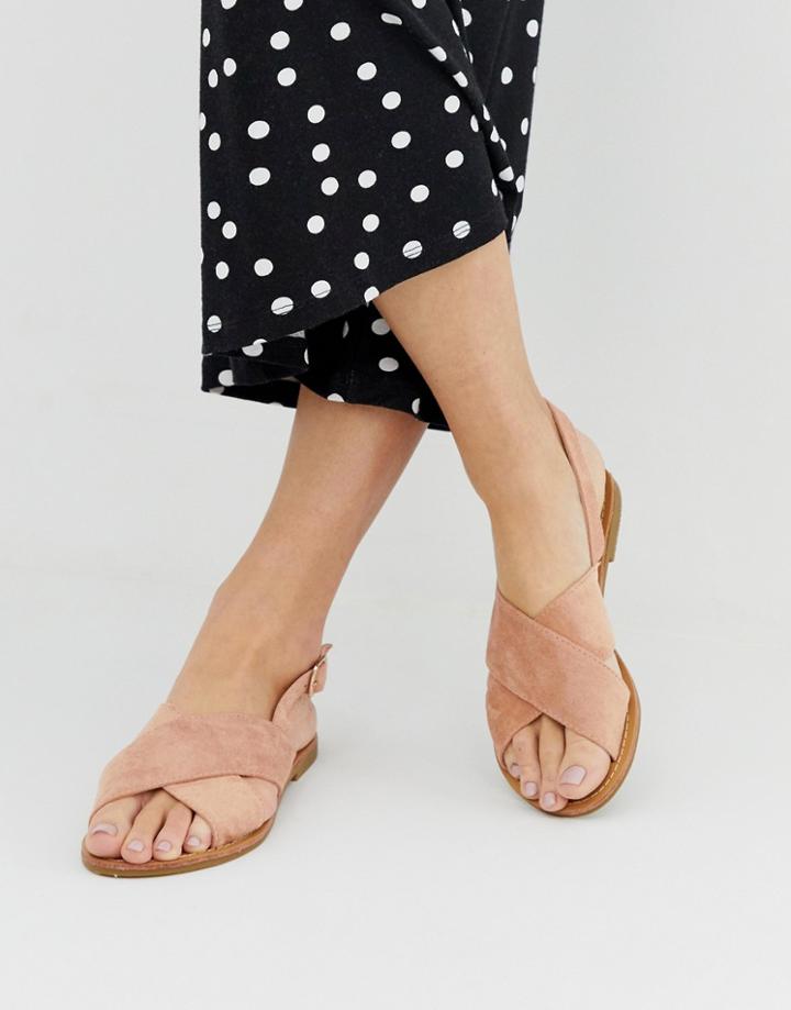 Glamorous Blush Cross Over Flat Sandals
