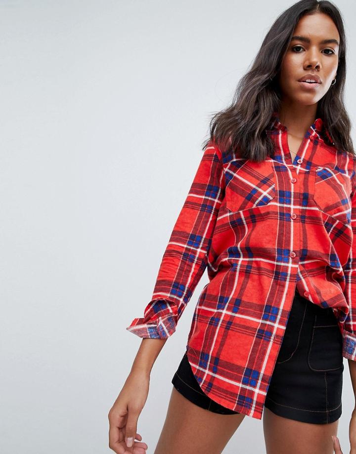 Brave Soul Diana Check Shirt - Blue