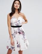 Little Mistress Floral Print Sweetheart Neck Mini Dress - Multi