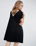 Asos Swing Dress With Strap Back Detail - Black