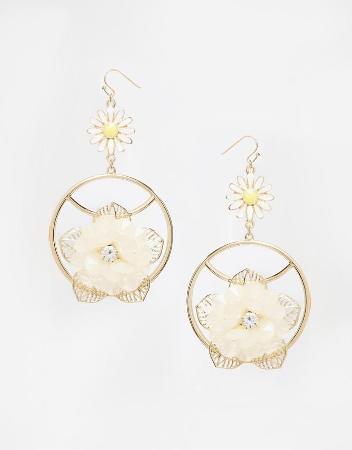 Asos Daisy Chandelier Earrings - Cream