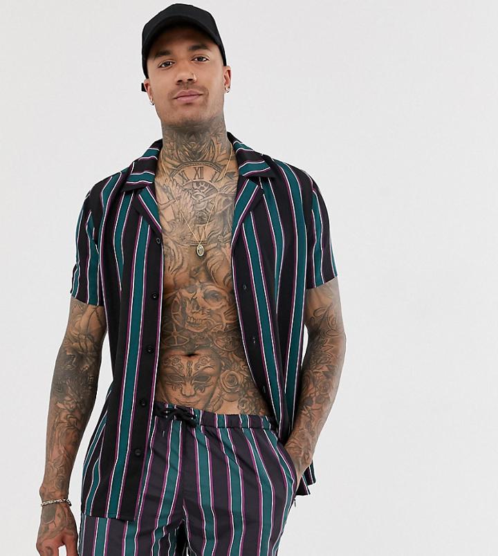 Mauvais Swim Shorts In Blue Stripe Two-piece - Black
