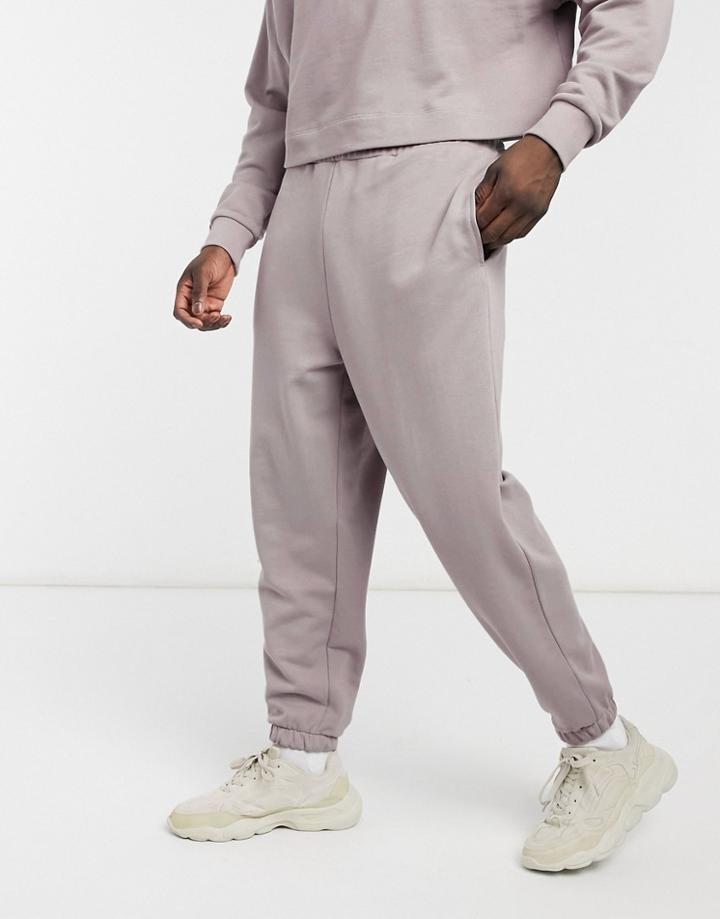 Asos Design Set Oversized Sweatpants In Washed Brown