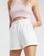 Monki Cloey Organic Blend Cotton Jersey Shorts In Off White