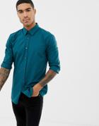 Hugo Elisha01 Extra Slim Fit Poplin Shirt In Green - Green
