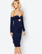 Lavish Alice Bandeau Cut Out Midi Dress - Navy