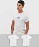 Emporio Armani 2 Pack Logo Lounge T-shirts In White - White
