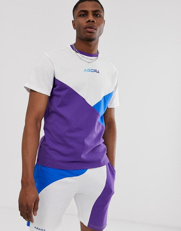 Agora Logo T-shirt With Contrast Panelling - White