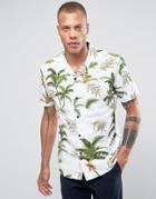 Bellfield Revere Collar Hawaiian Shirt In Regular Fit - White