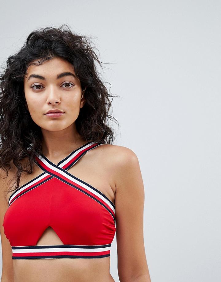 Tommy Hilfiger Crop Bikini Top - Red