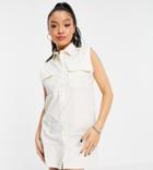 Noisy May Petite Exclusive Padded Sleeveless Shirt In Cream-multi