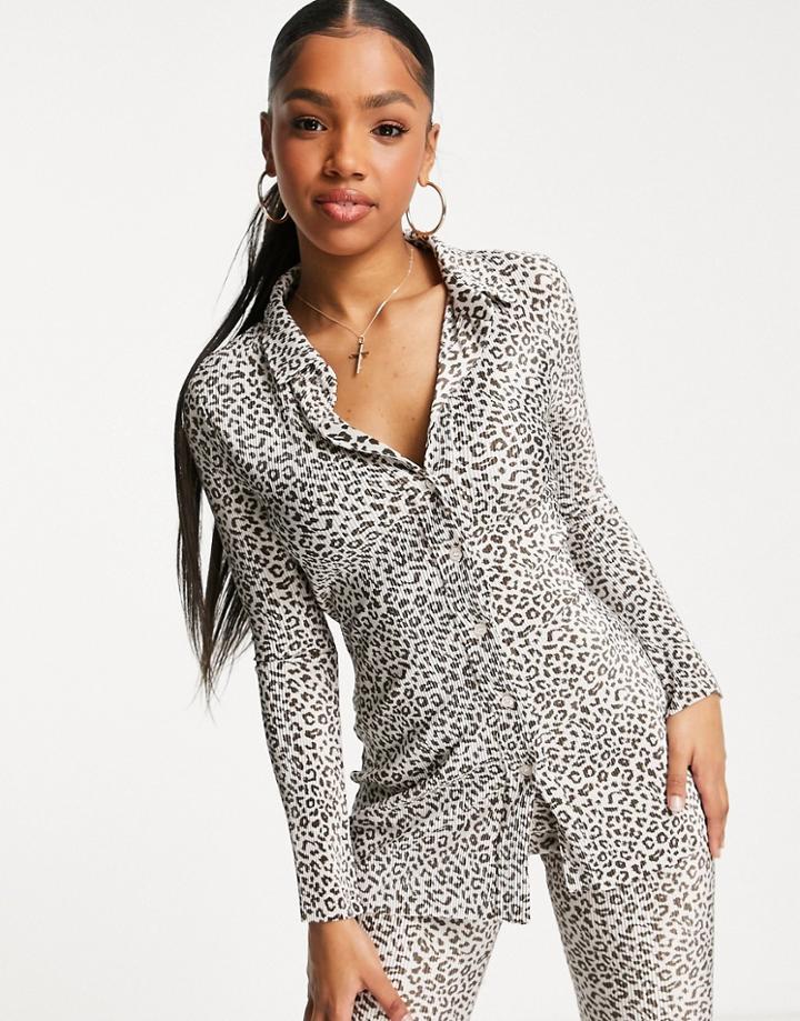 Miss Selfridge Printed Animal Plisse Shirt - Part Of A Set-multi