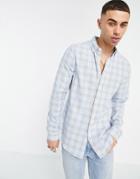 Asos Design Regular Check Shirt In Blue-blues