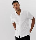 Asos Design Tall Oversized Linen Shirt With Revere Collar In White - White
