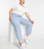 Don't Think Twice Plus Lou Mom Jeans In Light Blue Wash-blues