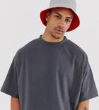 Collusion Oversized Washed T-shirt In Charcoal-gray