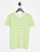 Selected Femme Stripe T-shirt In Bright Green