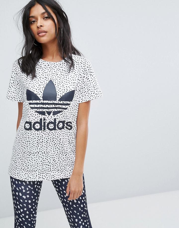 Adidas Originals Trefoil Tee In Animal Print - Multi