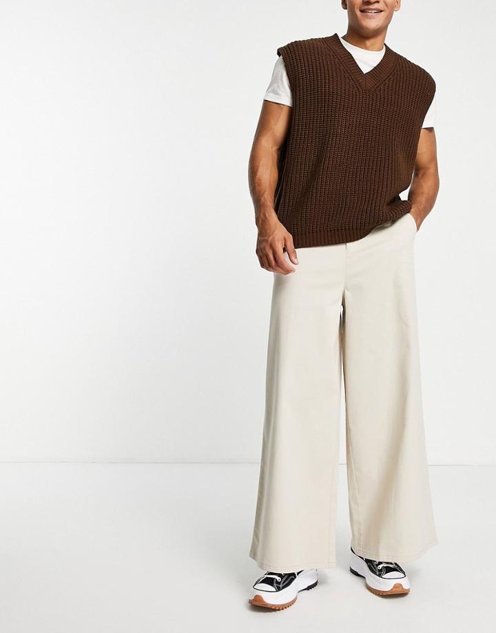 Asos Design Loose Fit Chinos In Beige-neutral