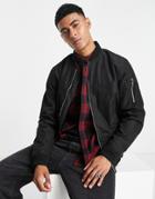 River Island Chunky Ribbed Bomber Jacket In Black