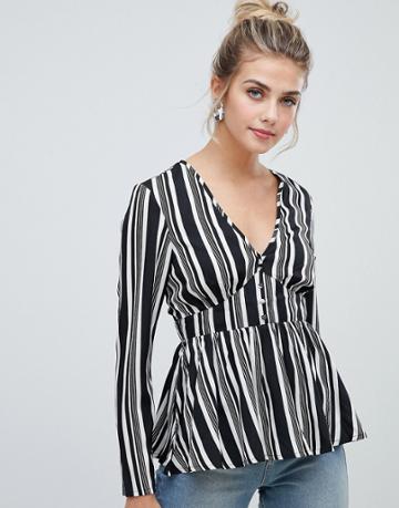 Influence Stripe Blouse - Black