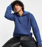 Collusion Chunky Knitted Half Zip Sweater In Blue-blues