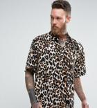 Reclaimed Vintage Inspired Festival Shirt With Short Sleeves In Reg Fit - Brown