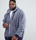 Jacamo Plus Fleece With Hood In Blue Marl - Blue