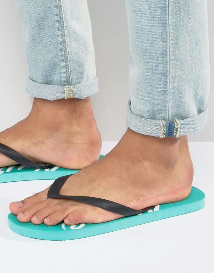 Abuze Script Logo Flip Flops - Green