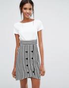 Closet Tie Back Stripe Button Dress - Multi